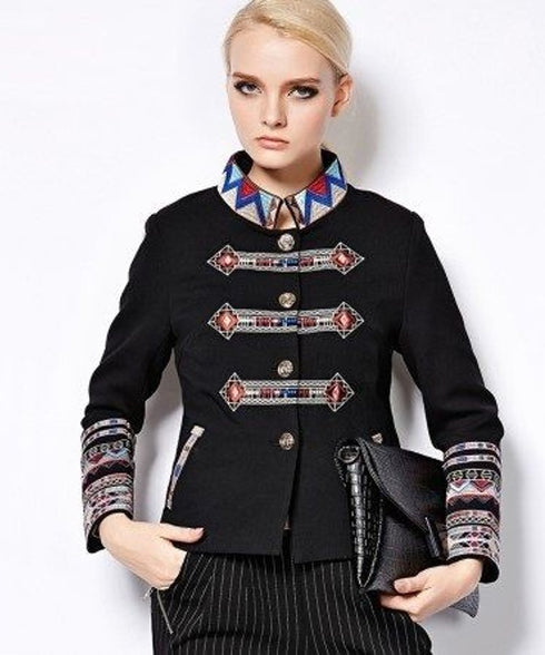 Ethnic Embroidered Military Jacket